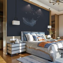 High-end ruby seamless wall cloth wallpaper wallpaper TV background embroidery unique embroidery feather feather