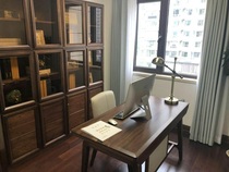 Lais furniture three-door bookcase HM-A7-E01-B study cabinet solid wood cabinet New Chinese bookcase