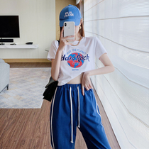 Sports Casual Suit Women Summer Slim 2022 New online Red Fried Street Fashion Foreign Air Beam Leggings Two-piece Set