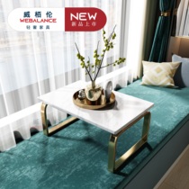 Light luxury Japanese balcony stainless steel gold-plated marble bay window small coffee table creative tatami small table window sill Kang