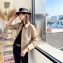 2021 Winter new Haining leather jacket womens short locomotive slim sheepskin simple coat