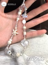 Original shell kitten puppy white beige starfish mobile phone chain love ccd hanging chain natural stone pentagram beading