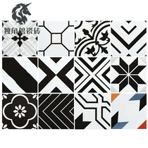 Tile 200x200 Nordic kitchen bathroom black and white floor tile balcony wall tile floor tile art Net red tile