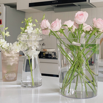 Home wake-up flower bucket flower vase deep water special high round acrylic flower shop planting plastic large French transparent industry