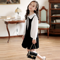 Girl dress autumn girl college style big child foreign child 2021 princess dress chiffon long sleeve skirt