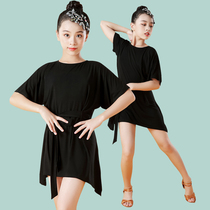 Latin dance costume Childrens practice suit Dance competition Childrens performance suit Girls summer sexy black dress