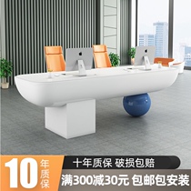 Company paint front desk reception desk creative alien office front desk modern cashier consulting service bar custom