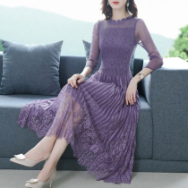 New wedding mother dress 40-year-old female dress Middle-aged temperament skirt Middle-aged womens dress Western style noble skirt
