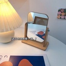 diy mirror on the table mirror on the dressing table can be flipped small mirror advanced ins Wind can stand dormitory