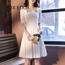 FOXIEDOX socialite French dress 2021 new temperament white small evening dress female banquet short skirt