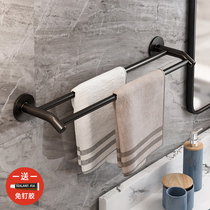 Punch-free towel rack small size Nordic simple creative toilet bathroom toilet pole black light luxury double pole