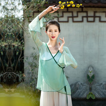 Ancient flag emperor classical dance clothing Chinese style Chiffon elegant body rhyme practice clothing female gauze clothing thin performance clothing