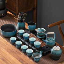 Fangnick Ceramic Kung Fu tea set Reception small set high-end household sea blue teacup teapot dry tea tray