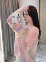 2020 autumn and winter new net red sweater female foreign style mohair thin European lazy wind knitted bottoming shirt jacket