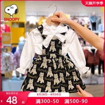  Snoopy Snoopy counter childrens dress 2021 new autumn baby Western style girl strap skirt