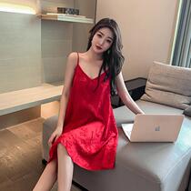 Large yard sling dress loose Korean version of summer cotton sexy hollow pajamas woman 200 pounds loose V - collar dress new product