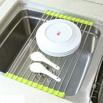 Drain rack Stainless steel wash basin filter basket Lishui dripping water leakage sink curtain folding sink tank 
