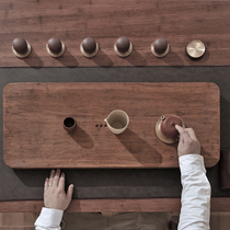 Blank set household tea tray solid wood drainage tea sea light luxury modern simple tea table Rectangular Kung Fu tea set