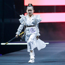 Girls fashion hot diamond white suit suit suit tide domineering personality dress catwalk model creative costume