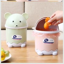 Small trash can female art desktop with lid can be hung for children car household goods car cartoon for fans