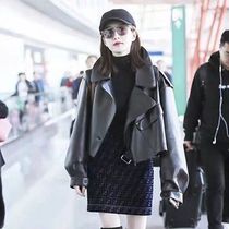 Short loose sheep leather clothing women 2021 autumn and winter New Korean version of Jiang Shuying same leather leather coat