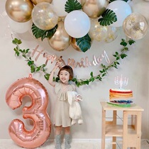 Inssen theme baby girl birthday balloon decoration scene arrangement childrens party background device