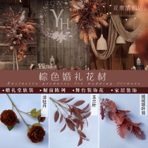 New brown artificial flower brown fake flower autumn wedding hall ceiling decoration flower silk flower bouquet