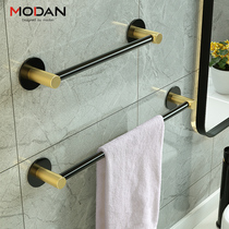 Black gold bathroom towel rack non-perforated toilet rack kitchen towel bar hanger toilet wall hanging single pole