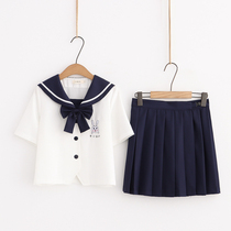 Summer junior high school students cute girls and girls college style short-sleeved T-shirt female middle school students top short skirt two-piece suit