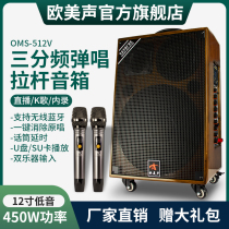 Europe and the United States sound 512V professional outdoor sound square dance Bluetooth speaker rod portable K song live net red performance mobile high-power high-volume three-frequency 12-inch wireless microphone