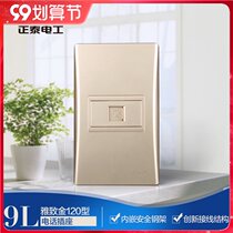 Chint Electric Electric 120 NEW9L Safety Steel Frame Wall Switch Socket Gold Phone Socket Zhengtai