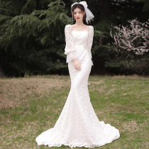 French fishtail light wedding dress 2021 new bridal temperament summer niche design lace high-end sense out of the tail