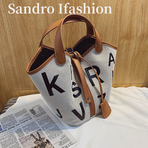 Sandro Ifashion 2021 new fashion wild canvas bag portable bucket bag explosive Womens bag mobile phone