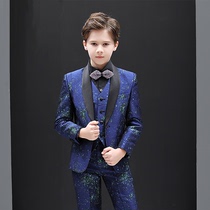Childrens suit suit spring and autumn boys dress handsome British style big boy presides over the catwalk music performance suit Summer