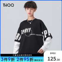 Mens childrens sweatshirt 2022 Spring loaded with new wave Childrens spring and autumn handsome boy hit bottom-shirt boy fake two blouses