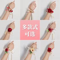 Bridesmaid wrist flower advanced sense Korean bride sister hand flower wedding bridesmaid group Super fairy wedding wedding band Girl