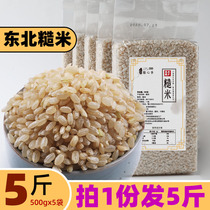 Northeast brown rice new rice 5 kg low-fat brown rice Fitness bad rice Nutrition whole grains Low-sugar brown rice whole grains rice