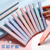 Collectors soft head fluorescent color pen square large capacity students with color pen rough stroke key notes special light color marker pen fluorescent marker Morandi color eye protection highlighter pen