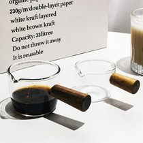 Italian wooden handle milk cup Heat-resistant glass espresso cup utensils Mini milk tank Creative small milk cup Milk pot Milk tank