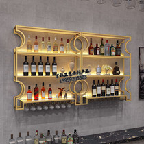 Wall-mounted wine rack European living room glowing wall wine cabinet iron rack bar bar Red Wine Rack restaurant cup holder bar