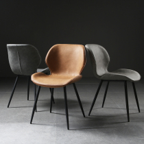 Nordic dining table and chair household stool backrest makeup chair industrial style light luxury dining chair leather chair desk simple dining stool