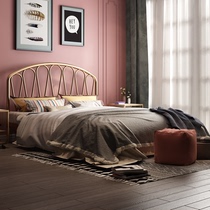 Nordic American minimalist ins net red wrought iron bed Iron bed Modern minimalist princess double bed 1 2 1 5 1 8 meters