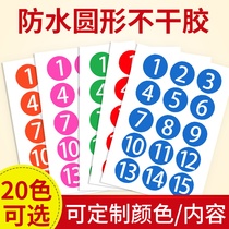 Color round waterproof pvc adhesive digital number stickers print Alphabetical Sequence Number Contestant Events Live table Size Number size Number of Self-adhesive Stickable Stickler Stickler custom print