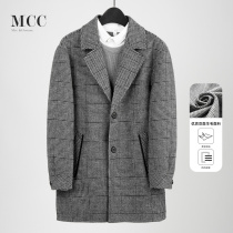 MCC Homme mid-length handmade double-sided woolen coat mens fine plaid lapel collar woolen trench coat