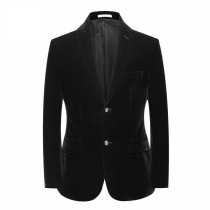 Romons new mens black casual suit small suit jacket single portable western business formal dress velvet wick