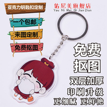 Acrylic key chain custom double-sided transparent creative to draw standing up brand photo cartoon anime pendant do trivia chain