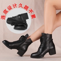 Italy fly dance shoes autumn and winter square dance shoes womens leather soft bottom middle heel dance shoes jazz sailors dance boots