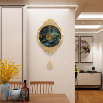 Pure copper light luxury clock clock wall clock living room household fashion atmosphere European clock living room wall watch new Chinese quartz clock