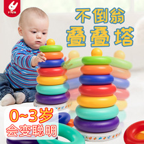 Baby stacked Music 6-12 months Music tumbler rainbow tower ring young children 0-1 early education educational toy 2