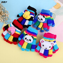 Yi Yu Xi Autumn Winter Children Childrens gloves for boys and girls cute warm full finger gloves baby five finger hair